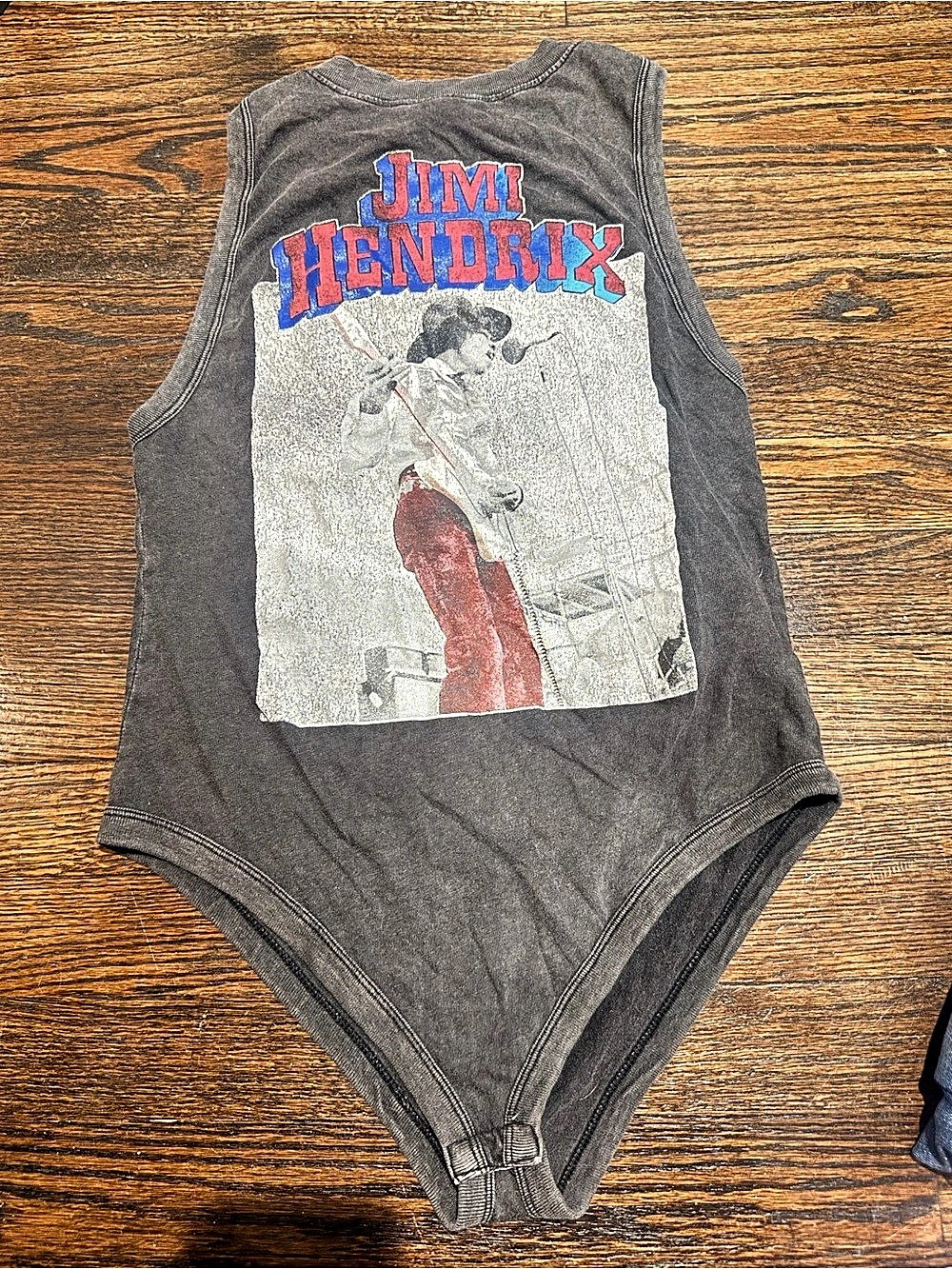 Rockin Artwork LLC Jimi Hendrix Graphic Bodysuit Black & Red Small